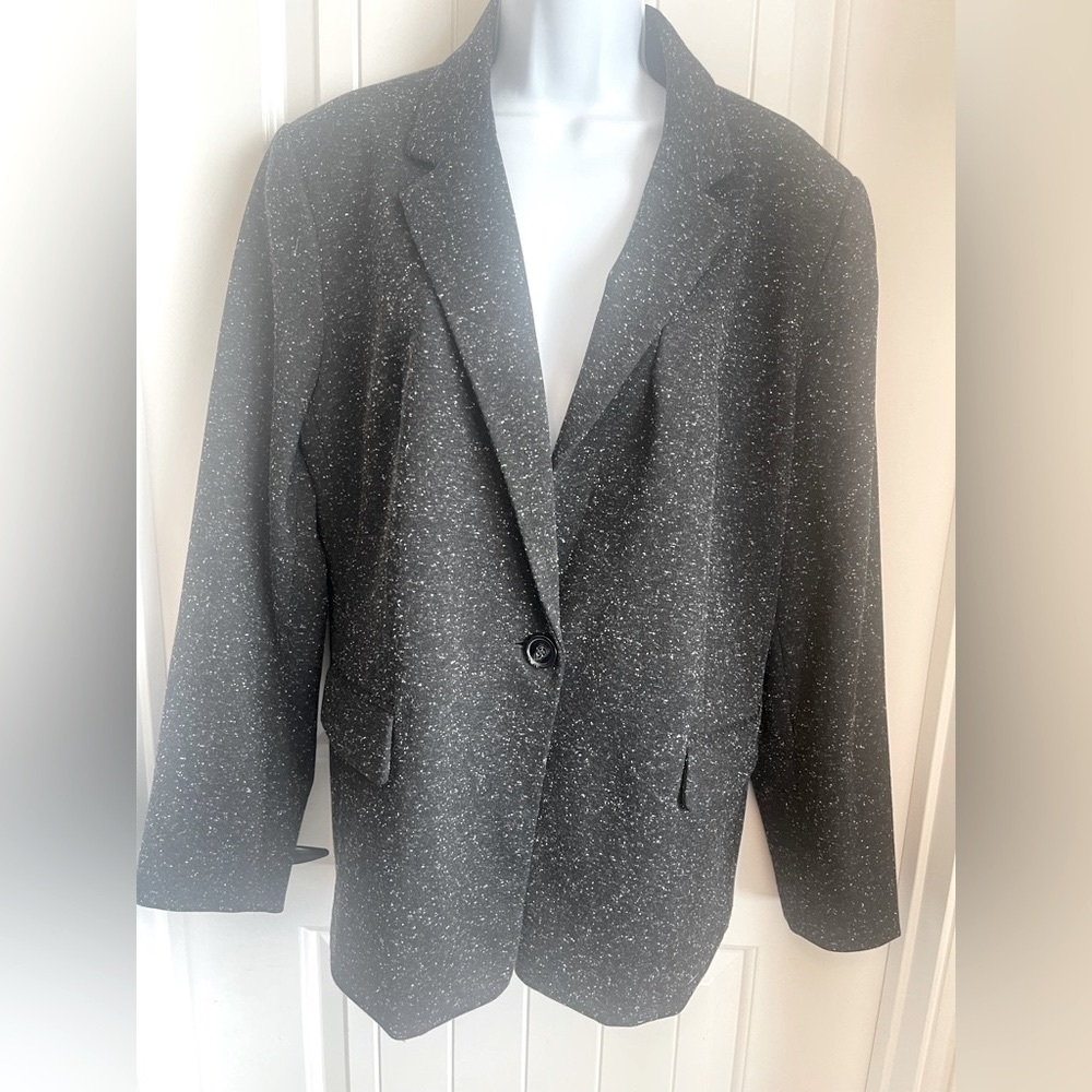 Liz Claiborne Versatile Long Sleeve Blazer Black w/White Flecks, Size XL